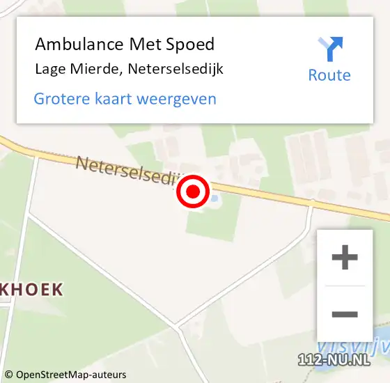 Locatie op kaart van de 112 melding: Ambulance Met Spoed Naar Lage Mierde, Neterselsedijk op 15 juni 2017 20:25