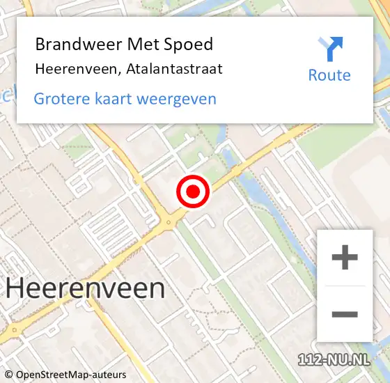 Locatie op kaart van de 112 melding: Brandweer Met Spoed Naar Heerenveen, Atalantastraat op 15 juni 2017 21:29