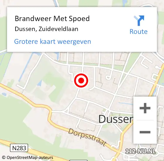 Locatie op kaart van de 112 melding: Brandweer Met Spoed Naar Dussen, Zuideveldlaan op 23 januari 2014 23:23