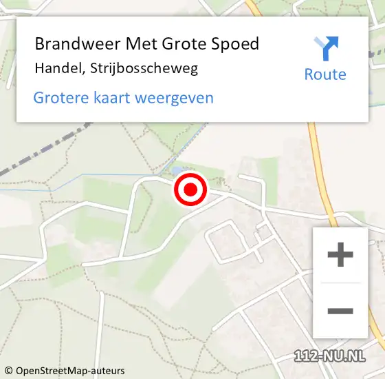 Locatie op kaart van de 112 melding: Brandweer Met Grote Spoed Naar Handel, Strijbosscheweg op 15 juni 2017 22:30