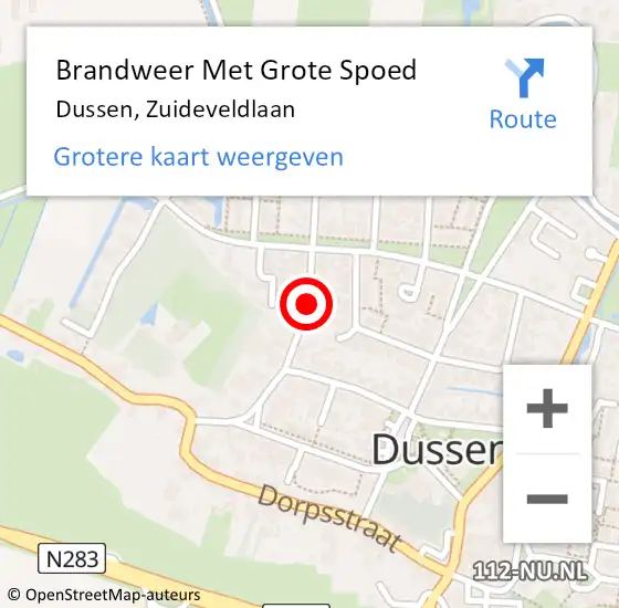 Locatie op kaart van de 112 melding: Brandweer Met Grote Spoed Naar Dussen, Zuideveldlaan op 23 januari 2014 23:24