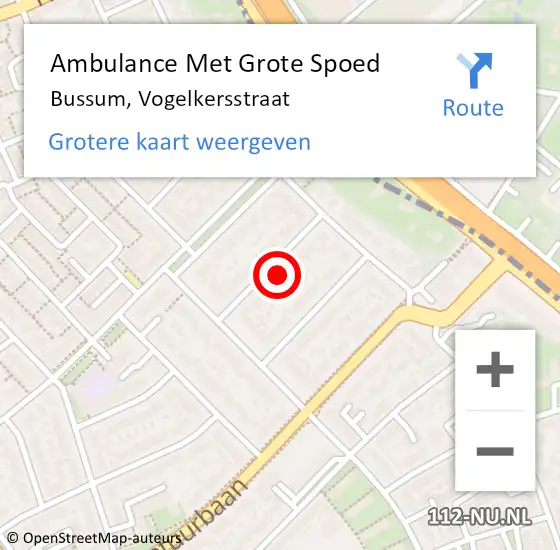 Locatie op kaart van de 112 melding: Ambulance Met Grote Spoed Naar Bussum, Vogelkersstraat op 16 juni 2017 00:04