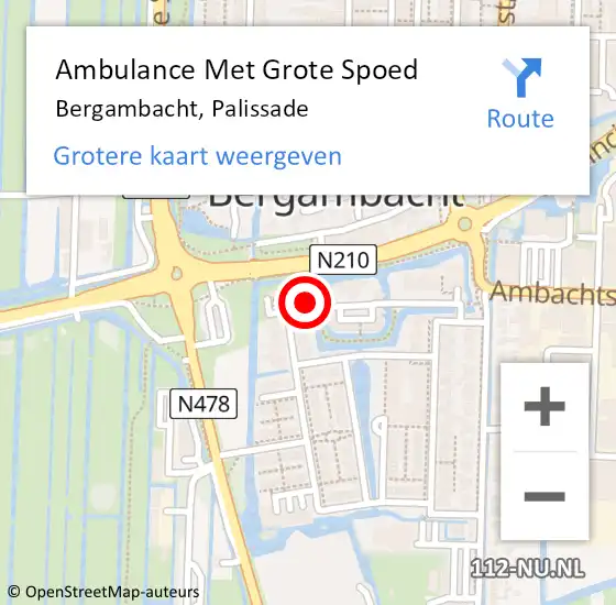 Locatie op kaart van de 112 melding: Ambulance Met Grote Spoed Naar Bergambacht, Palissade op 16 juni 2017 00:48