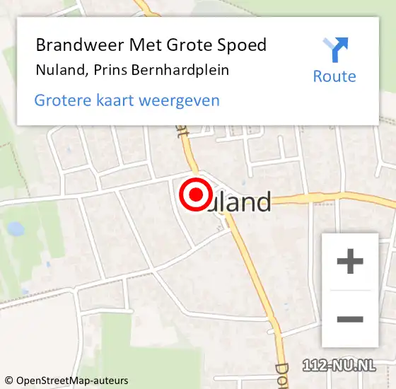 Locatie op kaart van de 112 melding: Brandweer Met Grote Spoed Naar Nuland, Prins Bernhardplein op 16 juni 2017 03:07