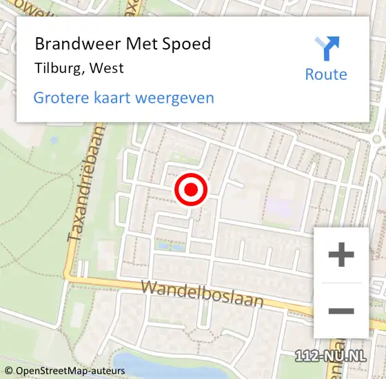 Locatie op kaart van de 112 melding: Brandweer Met Spoed Naar Tilburg, West op 16 juni 2017 03:10