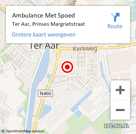 Locatie op kaart van de 112 melding: Ambulance Met Spoed Naar Ter Aar, Prinses Margrietstraat op 16 juni 2017 03:57