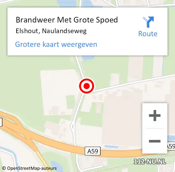 Locatie op kaart van de 112 melding: Brandweer Met Grote Spoed Naar Elshout, Naulandseweg op 16 juni 2017 05:39