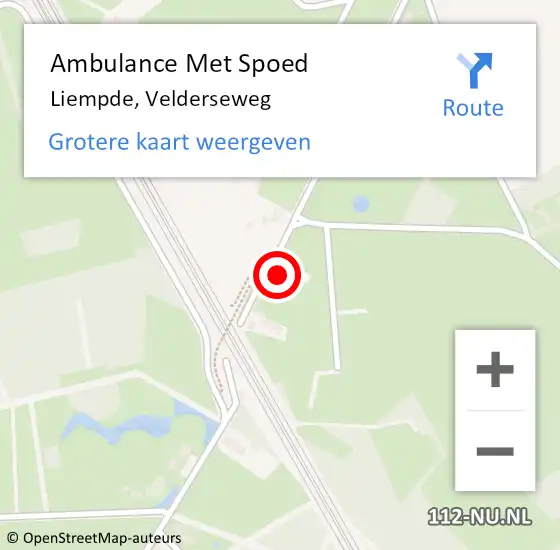 Locatie op kaart van de 112 melding: Ambulance Met Spoed Naar Liempde, Velderseweg op 16 juni 2017 07:12