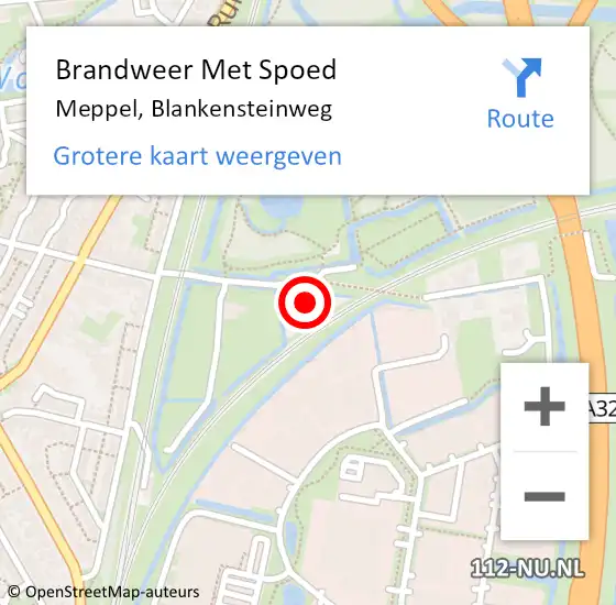 Locatie op kaart van de 112 melding: Brandweer Met Spoed Naar Meppel, Blankensteinweg op 16 juni 2017 08:53