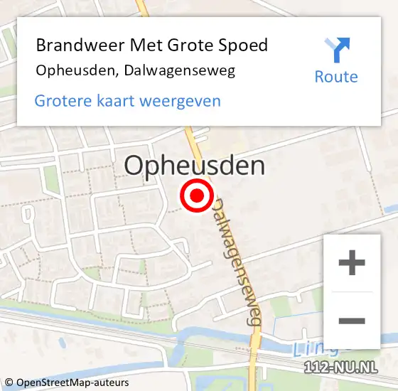 Locatie op kaart van de 112 melding: Brandweer Met Grote Spoed Naar Opheusden, Dalwagenseweg op 16 juni 2017 09:07