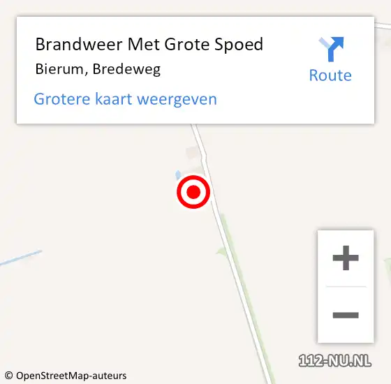 Locatie op kaart van de 112 melding: Brandweer Met Grote Spoed Naar Bierum, Bredeweg op 16 juni 2017 09:20