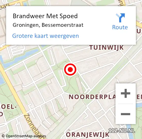 Locatie op kaart van de 112 melding: Brandweer Met Spoed Naar Groningen, Bessemoerstraat op 16 juni 2017 09:23