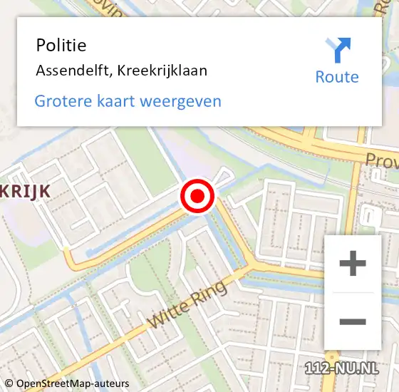 Locatie op kaart van de 112 melding: Politie Assendelft, Kreekrijklaan op 16 juni 2017 09:30