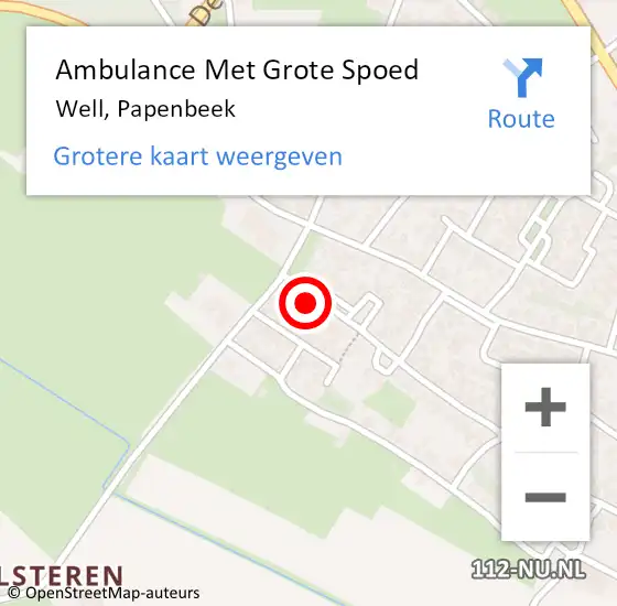 Locatie op kaart van de 112 melding: Ambulance Met Grote Spoed Naar Well, Papenbeek op 16 juni 2017 10:25