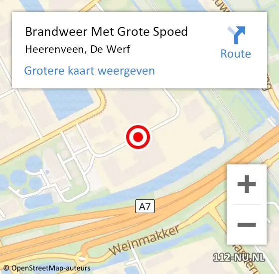 Locatie op kaart van de 112 melding: Brandweer Met Grote Spoed Naar Heerenveen, De Werf op 16 juni 2017 10:55