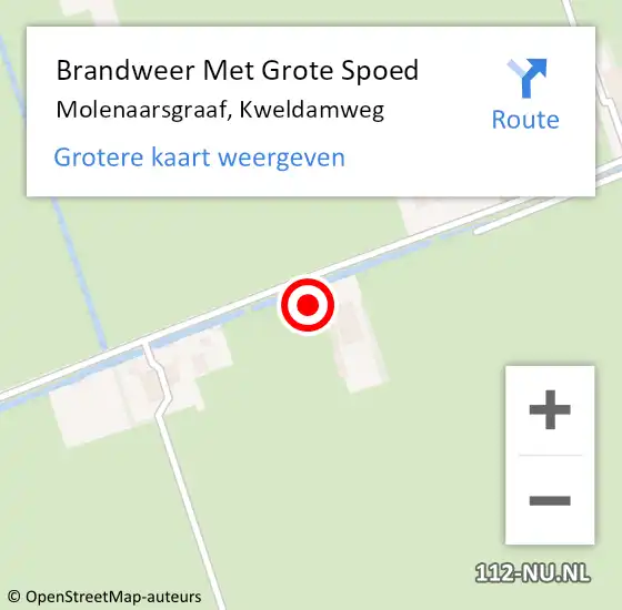 Locatie op kaart van de 112 melding: Brandweer Met Grote Spoed Naar Molenaarsgraaf, Kweldamweg op 16 juni 2017 11:21