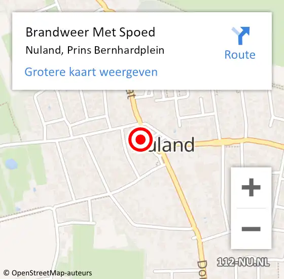 Locatie op kaart van de 112 melding: Brandweer Met Spoed Naar Nuland, Prins Bernhardplein op 16 juni 2017 11:40