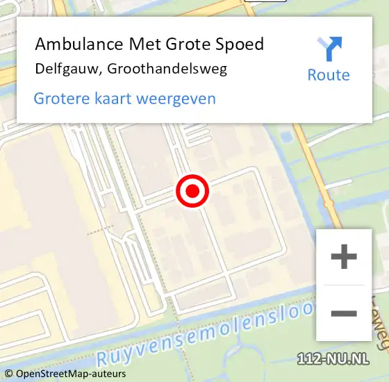 Locatie op kaart van de 112 melding: Ambulance Met Grote Spoed Naar Delfgauw, Groothandelsweg op 16 juni 2017 11:58