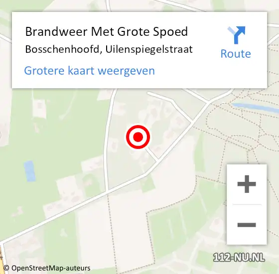 Locatie op kaart van de 112 melding: Brandweer Met Grote Spoed Naar Bosschenhoofd, Uilenspiegelstraat op 16 juni 2017 12:20