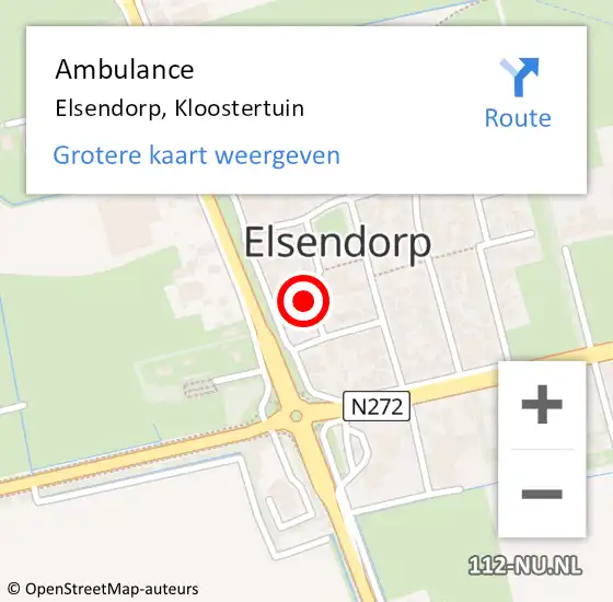 Locatie op kaart van de 112 melding: Ambulance Elsendorp, Kloostertuin op 16 juni 2017 12:22