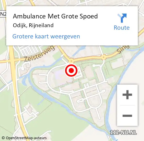 Locatie op kaart van de 112 melding: Ambulance Met Grote Spoed Naar Odijk, Rijneiland op 16 juni 2017 12:33