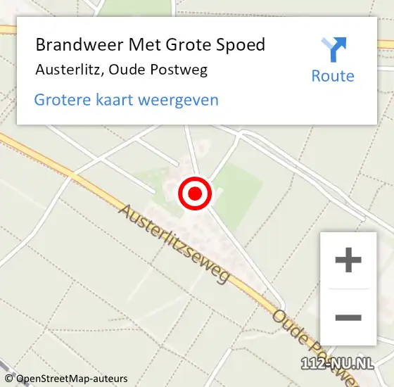 Locatie op kaart van de 112 melding: Brandweer Met Grote Spoed Naar Austerlitz, Oude Postweg op 16 juni 2017 12:56