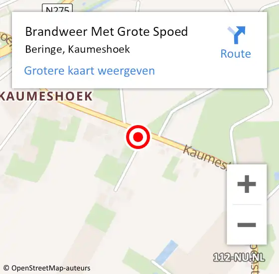 Locatie op kaart van de 112 melding: Brandweer Met Grote Spoed Naar Beringe, Kaumeshoek op 16 juni 2017 13:24