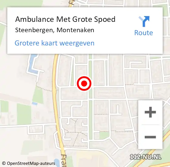 Locatie op kaart van de 112 melding: Ambulance Met Grote Spoed Naar Steenbergen, Montenaken op 16 juni 2017 13:51