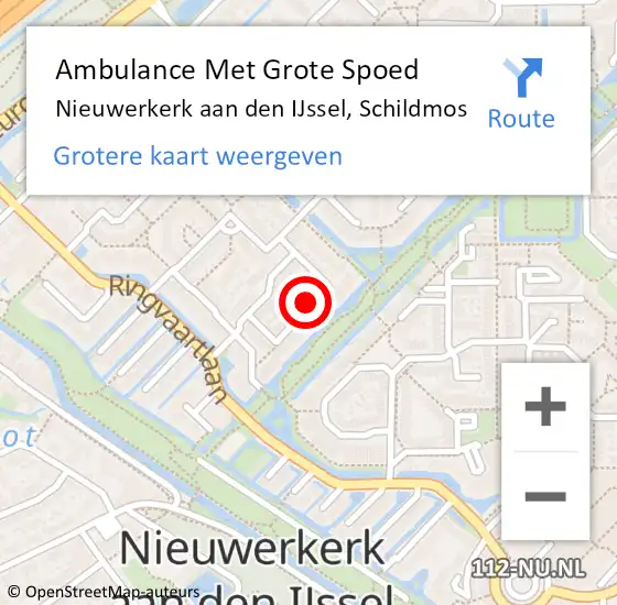 Locatie op kaart van de 112 melding: Ambulance Met Grote Spoed Naar Nieuwerkerk aan den IJssel, Schildmos op 16 juni 2017 14:19