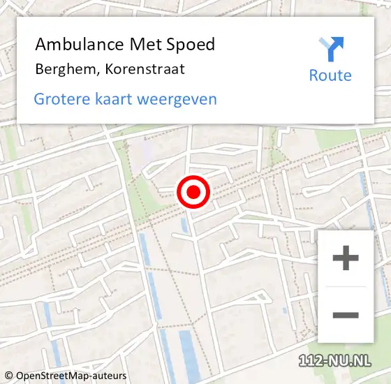 Locatie op kaart van de 112 melding: Ambulance Met Spoed Naar Berghem, Korenstraat op 16 juni 2017 15:12