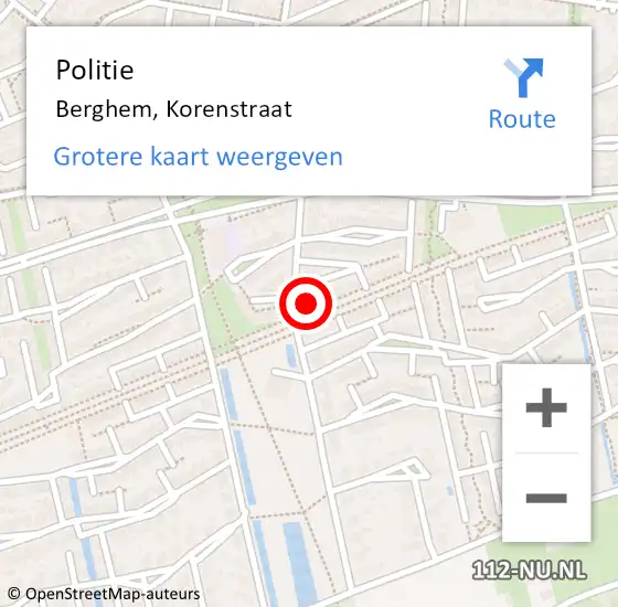 Locatie op kaart van de 112 melding: Politie Berghem, Korenstraat op 16 juni 2017 15:33