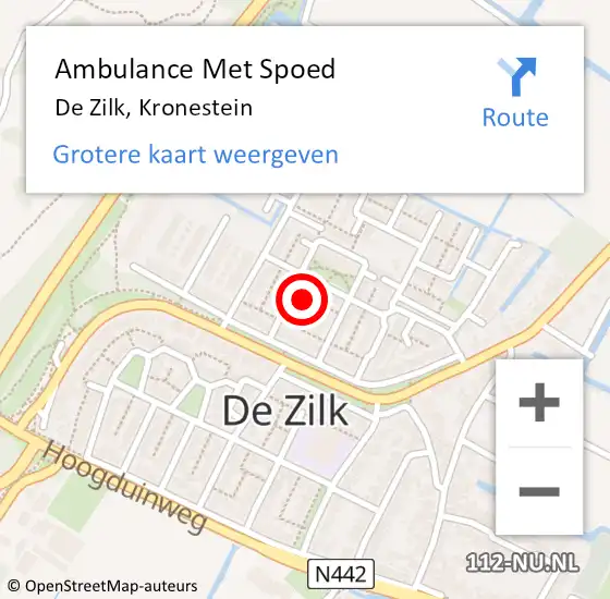 Locatie op kaart van de 112 melding: Ambulance Met Spoed Naar De Zilk, Kronestein op 16 juni 2017 15:52