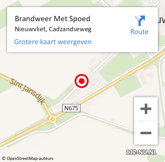 Locatie op kaart van de 112 melding: Brandweer Met Spoed Naar Nieuwvliet, Cadzandseweg op 16 juni 2017 16:00