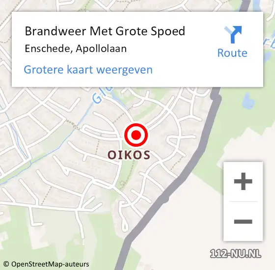 Locatie op kaart van de 112 melding: Brandweer Met Grote Spoed Naar Enschede, Apollolaan op 16 juni 2017 16:33