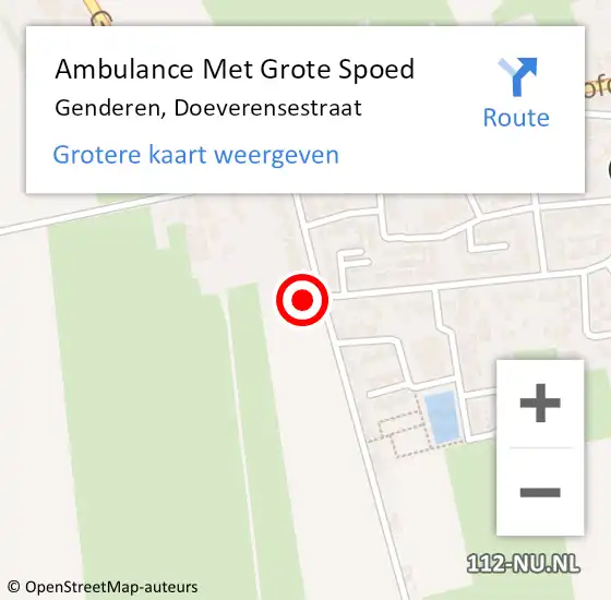 Locatie op kaart van de 112 melding: Ambulance Met Grote Spoed Naar Genderen, Doeverensestraat op 16 juni 2017 16:48