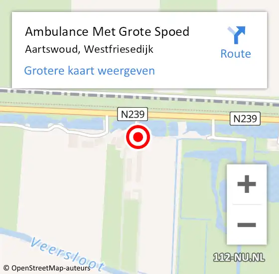 Locatie op kaart van de 112 melding: Ambulance Met Grote Spoed Naar Aartswoud, Westfriesedijk op 24 januari 2014 03:27