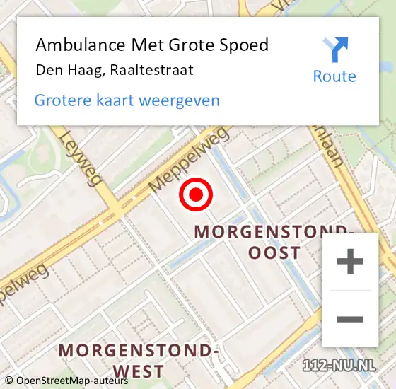 Locatie op kaart van de 112 melding: Ambulance Met Grote Spoed Naar Den Haag, Raaltestraat op 16 juni 2017 17:02