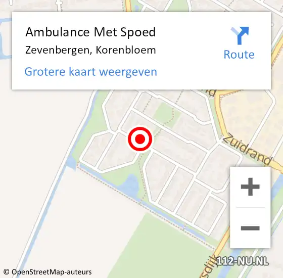 Locatie op kaart van de 112 melding: Ambulance Met Spoed Naar Zevenbergen, Korenbloem op 16 juni 2017 17:26