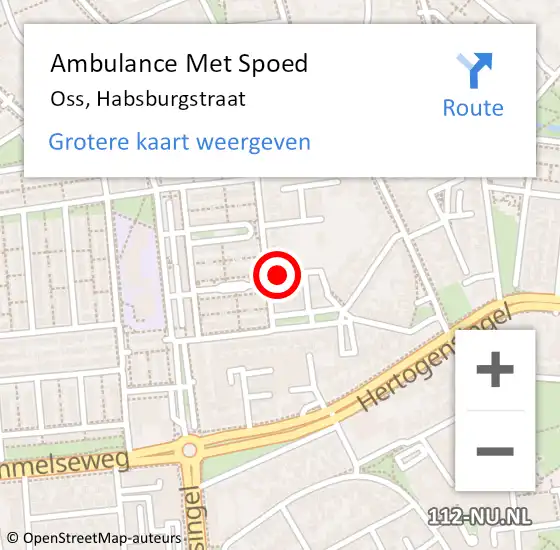 Locatie op kaart van de 112 melding: Ambulance Met Spoed Naar Oss, Habsburgstraat op 16 juni 2017 18:35