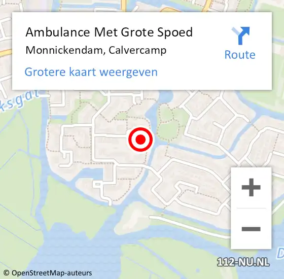 Locatie op kaart van de 112 melding: Ambulance Met Grote Spoed Naar Monnickendam, Calvercamp op 16 juni 2017 18:52