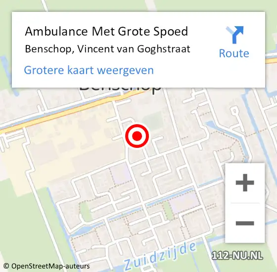 Locatie op kaart van de 112 melding: Ambulance Met Grote Spoed Naar Benschop, Vincent van Goghstraat op 16 juni 2017 18:53