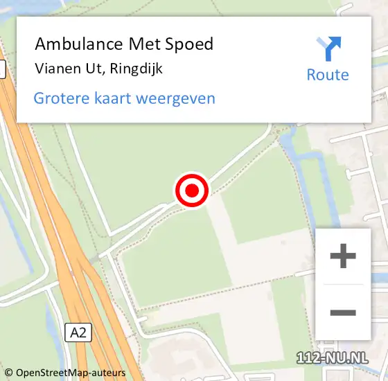 Locatie op kaart van de 112 melding: Ambulance Met Spoed Naar Vianen Ut, Ringdijk op 16 juni 2017 20:16