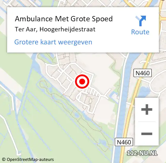 Locatie op kaart van de 112 melding: Ambulance Met Grote Spoed Naar Ter Aar, Hoogerheijdestraat op 16 juni 2017 20:19