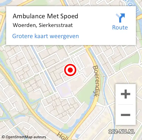 Locatie op kaart van de 112 melding: Ambulance Met Spoed Naar Woerden, Sierkersstraat op 16 juni 2017 20:34