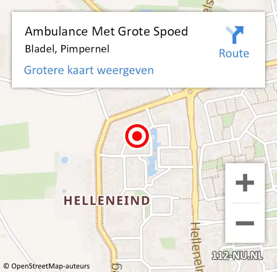 Locatie op kaart van de 112 melding: Ambulance Met Grote Spoed Naar Bladel, Pimpernel op 16 juni 2017 21:27
