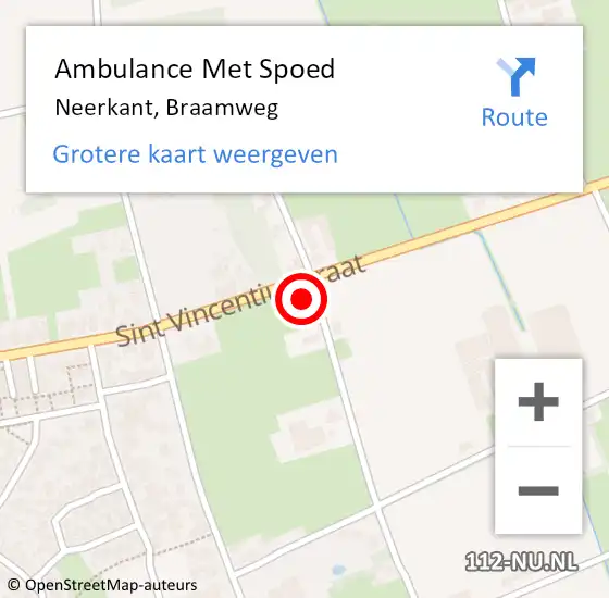 Locatie op kaart van de 112 melding: Ambulance Met Spoed Naar Neerkant, Braamweg op 16 juni 2017 22:10