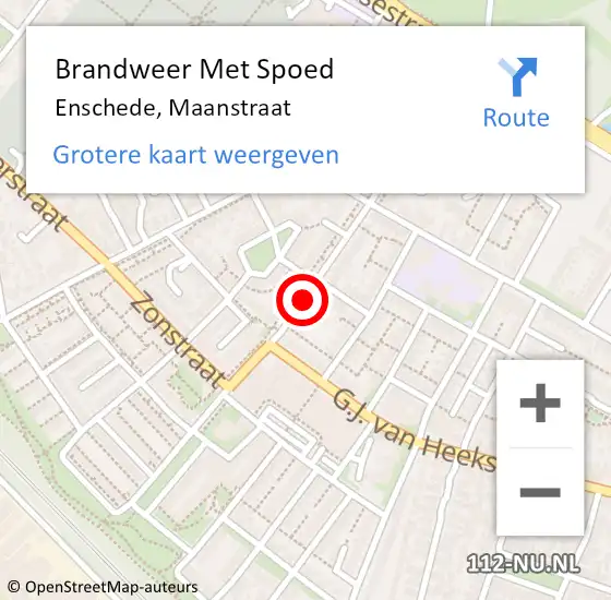 Locatie op kaart van de 112 melding: Brandweer Met Spoed Naar Enschede, Maanstraat op 16 juni 2017 23:27