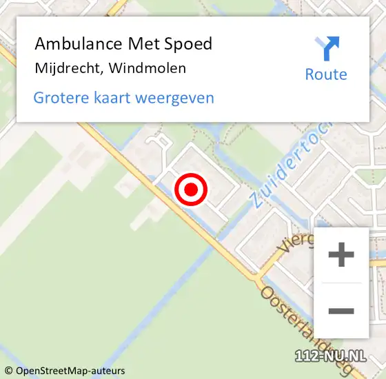 Locatie op kaart van de 112 melding: Ambulance Met Spoed Naar Mijdrecht, Windmolen op 17 juni 2017 00:20