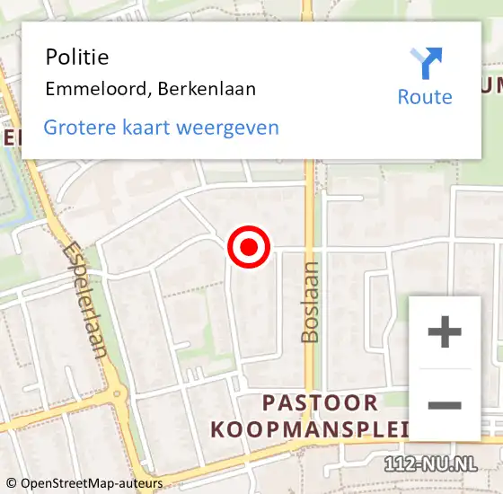 Locatie op kaart van de 112 melding: Politie Emmeloord, Berkenlaan op 24 januari 2014 05:50