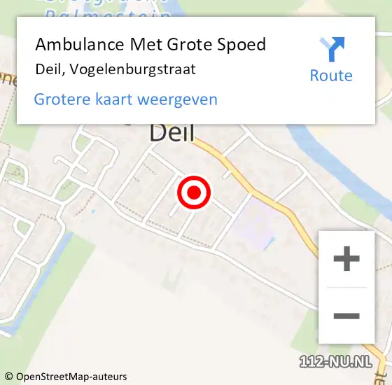 Locatie op kaart van de 112 melding: Ambulance Met Grote Spoed Naar Deil, Vogelenburgstraat op 24 januari 2014 06:10